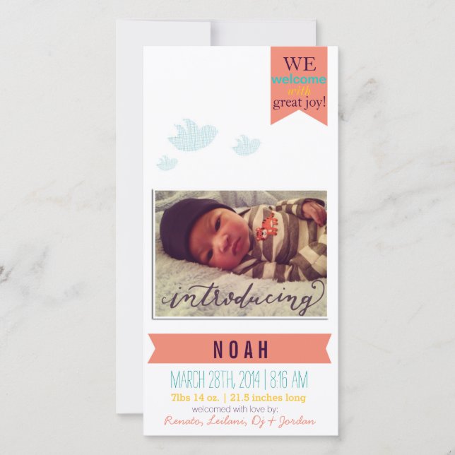 Saúda com alegria de excelente!* Anúncio de Nascim (Frente)