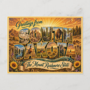 Saudação Antiga de Dakota do Sul de Cartão Postal