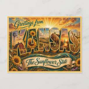Saudação Antiga do Kansas de Cartão Postal