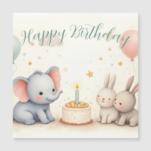 Saudação de Aniversário Fofa com Amigos Animais