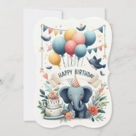 Saudação de aniversário Whimsical - Elefante Adorá