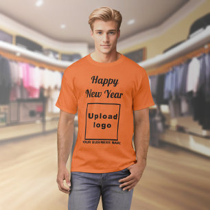 Saudação de Ano Novo na Camisa Cor Laranja