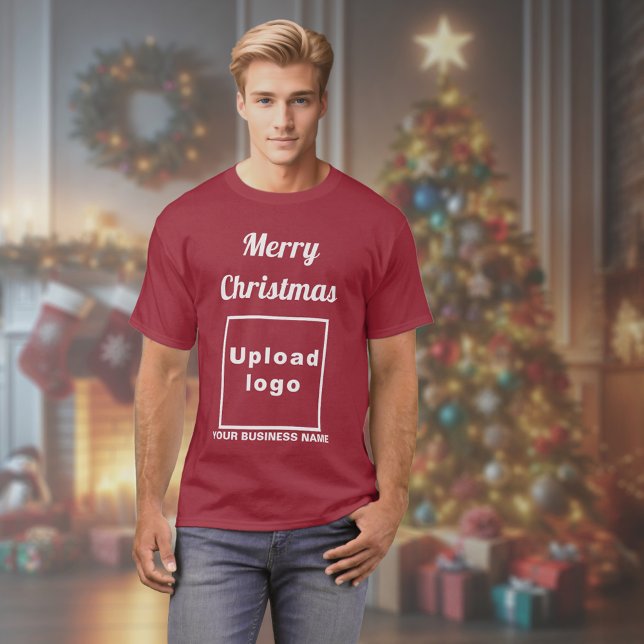Saudação de Natal de Negócios em Camisa Maroon (Red t-shirt with Christmas greeting, your business name and logo)