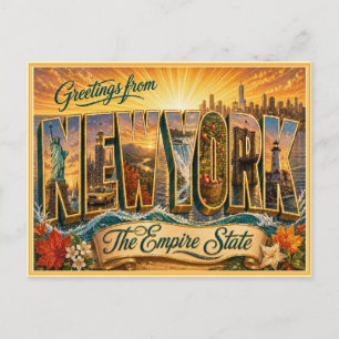 Saudação Vintage de Nova York de Cartão Postal