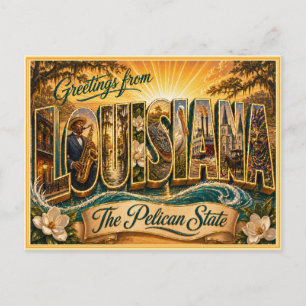 Saudação Vintage Louisiana de Cartão Postal