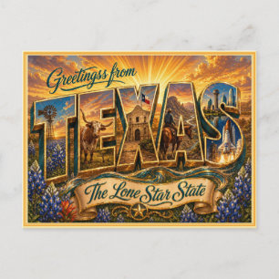 Saudação Vintage Texas de Cartão Postal