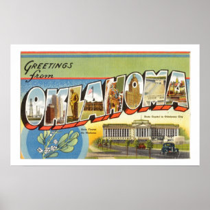 Saudações Coloridas Vintage De Oklahoma Poster