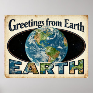 Saudações da Earth Retro Sci-Fi Poster