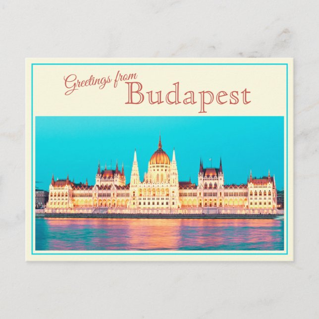 Saudações de Budapeste Cartão Postal Antigo (Frente)