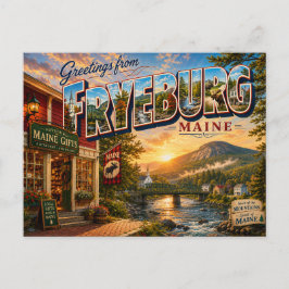 Saudações de Fryeburg Maine Cartão Postal Nostálgi