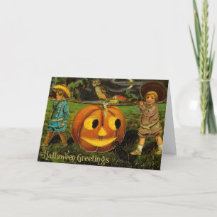 Saudações de Halloween - Cartão Postal Vintage Spo