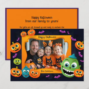 Saudações de Halloween com cartão com fotos person