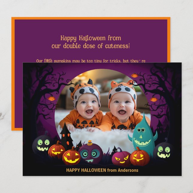 Saudações de Halloween com cartão de foto personal (Frente/Verso)