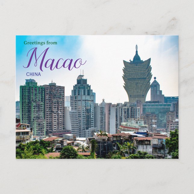 Saudações de Macau China Cartão Postal (Frente)
