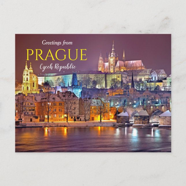 Saudações de Praga República Tcheca Cartão Postal  (Frente)