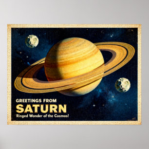 Saudações de Saturno Retro Sci-Fi Poster