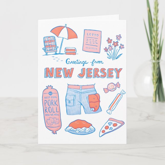 Saudações do Cartão de Letterpress de Nova Jersey (Frente)