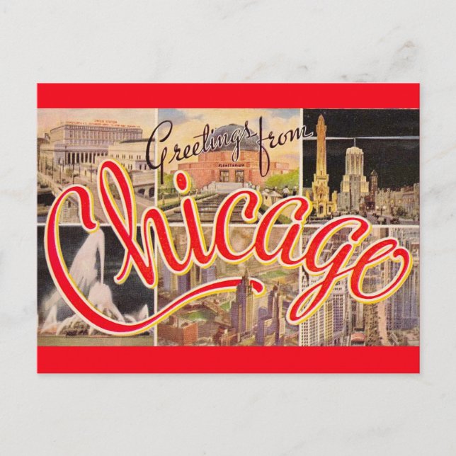 Saudações do Cartão Postal Antigo de Chicago (Frente)