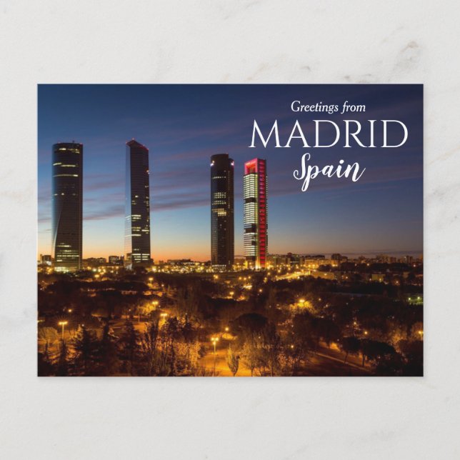 Saudações do cartão postal da Espanha Madrid (Frente)