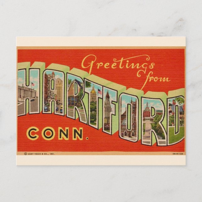 Saudações do cartão postal de Hartford (Frente)