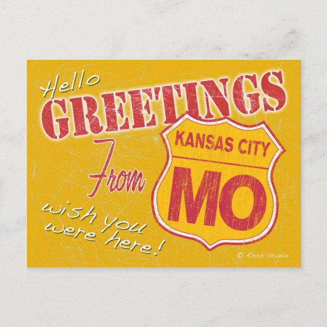Saudações do cartão postal de Kansas City Missouri (Frente)