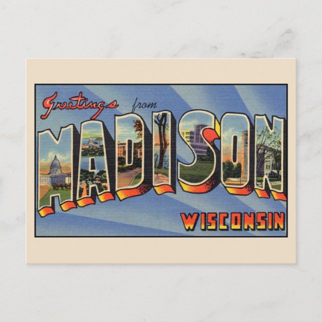 Saudações do cartão postal de Madison Wisconsin (Frente)