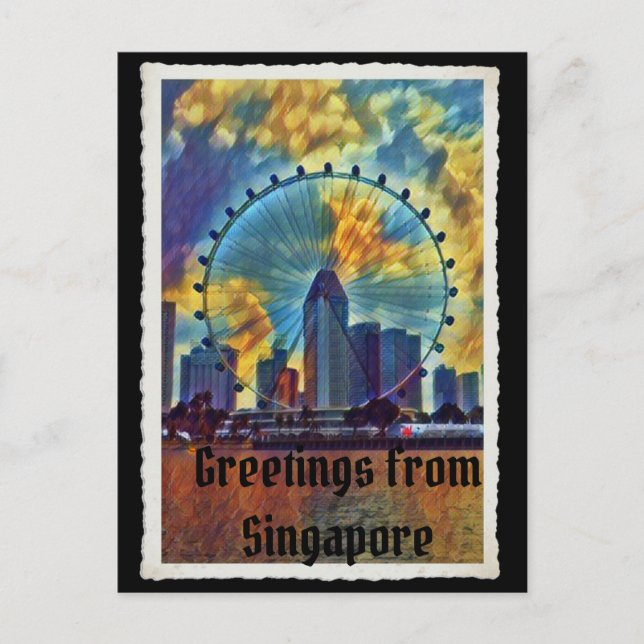 Saudações do cartão postal de Singapura (Frente)