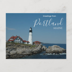 Saudações do cartão postal do farol de Portland Ma
