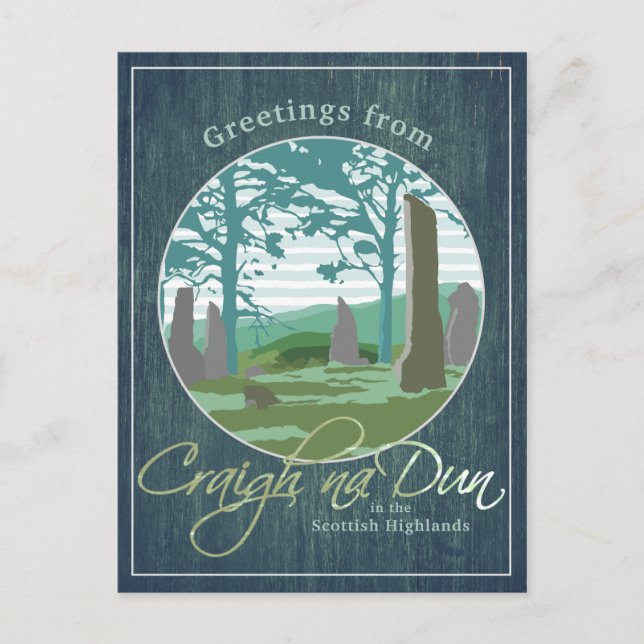 Saudações do Cartão Postal Externo Craigh na Dun (Frente)