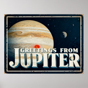 Saudações do Poster de Júpiter Retro Sci-Fi