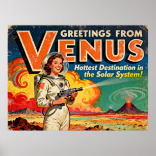 Saudações do Poster de Venus Retro Sci-Fi