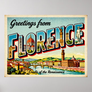 Saudações Vintage de Florence Poster