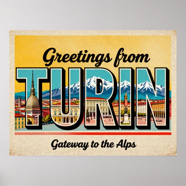 Saudações Vintage de Turim Poster (Frente)