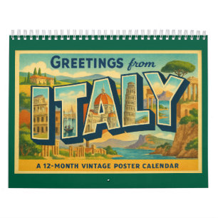 Saudações Vintage do calendário Viagem da Itália