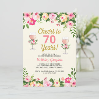 Saúde 70 Aniversário Convite Feminina Floral