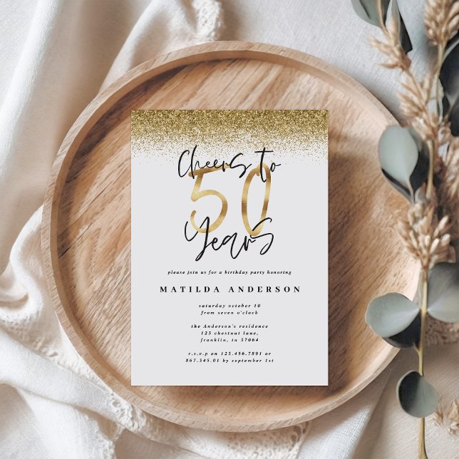 Saúde a 50 anos na moda preto e ouro (Criador carregado)