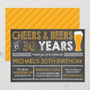 Saúde e Cerveja aos 30 anos Convite de aniversário