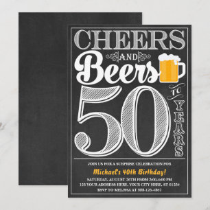 Saúde e Cerveja aos 50 anos Convite de aniversário