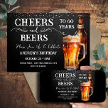Saúde e Cervejas 60.º Aniversário Convite Russo<br><div class="desc">Aplausos e cervejas. Convites de aniversário. É fácil personalizar. Todo o texto é ajustável e fácil de mudar para as necessidades do seu próprio partido. Elementos de fundo do quadro e da rústica. Diversão Chalkboard espirra e floresce. Caneca de cerveja de aquarela. Convites para ele. design de aniversário de CHURRASCO...</div>