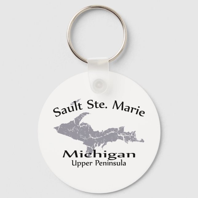 Sault Ste Marie Michigan Map Design Chaveiro (Frente)