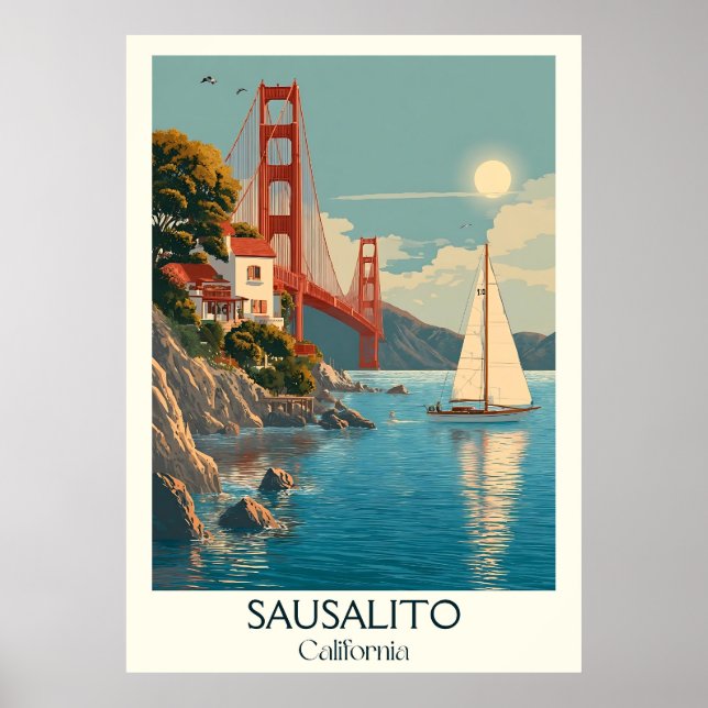 Sausalito California Art Impressão | Baía de Encan (Frente)