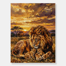 Savannah Family Lion Art Poster | Premium Wildlife