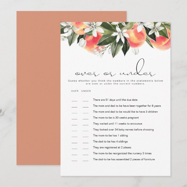 SAVANNAH Peach sobre o cartão de jogo do Chá de fr (Frente/Verso)