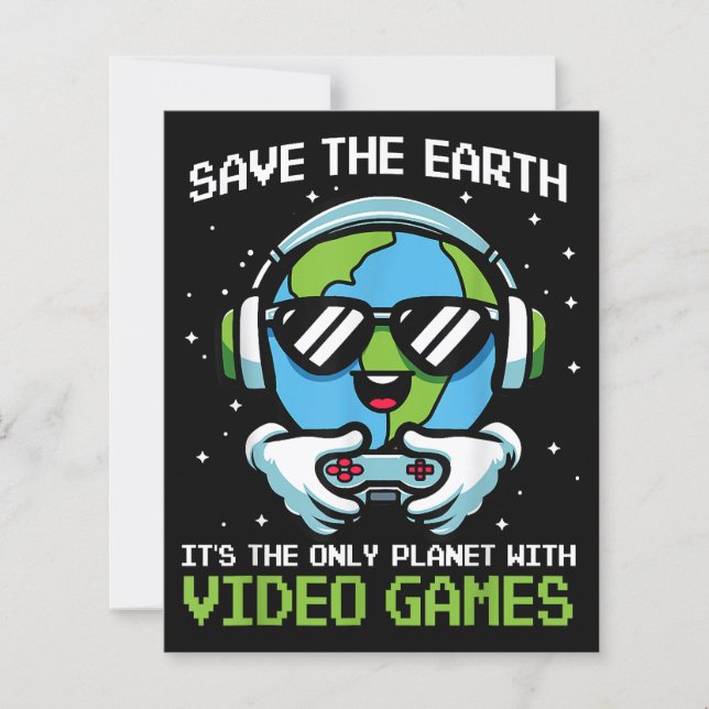 Save Earth Gamer Design - Engraçado Ga de Vídeo do (Frente)
