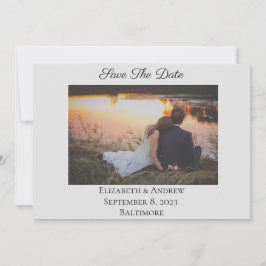 Save The Date Elegante Formal Foto Cinza Claro 