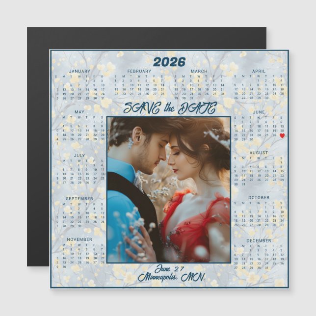 Save the Date Engaged Couple Magnetic  (Frente/Verso)