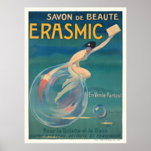 Savon De Beauté Erasmic França Poster vintage 1912