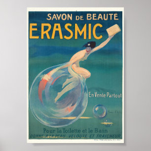 Savon De Beauté Erasmic França Poster vintage 1912