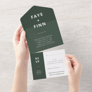 Scandi Wedding RSVP Minimalista de Moisés Verde