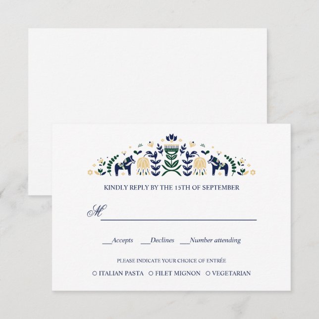 Scandinávia Dala Horse WEDDING RSVP V1 (Frente/Verso)